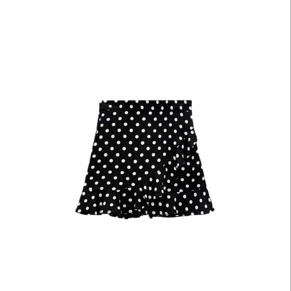 ZARA POLKA DOTS RUFFLED SKORT BLACK/WHITE SIZE XS  8372/230/093 - Picture 2 of 6